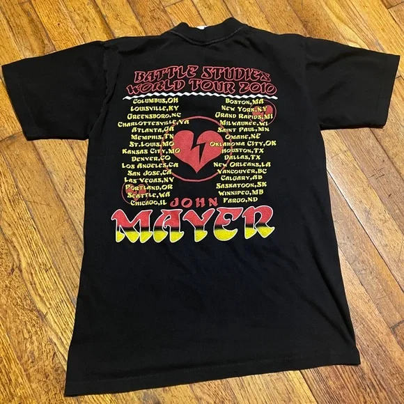John Mayer World Tour Concert T Shirt 2010 Battle Studies. Size M Good Condition - Picture 2 of 3